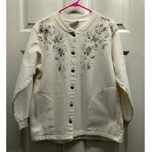 Vintage Northern Reflections Size Large (See MSRMNT) Floral Acorn Button Sweater